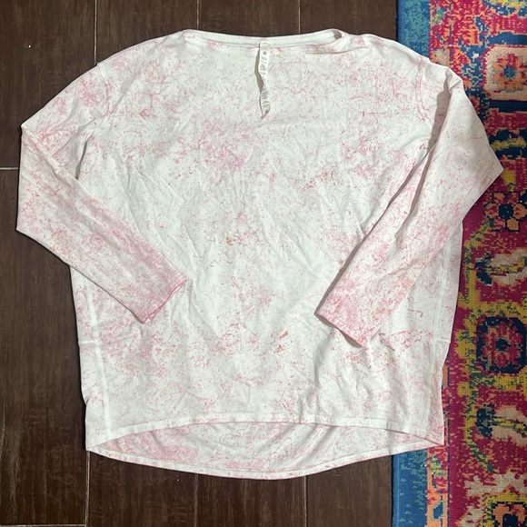 lululemon athletica Other - Lululemon Back in Action long sleeve Vitasea citrus wash, white pink top size 6